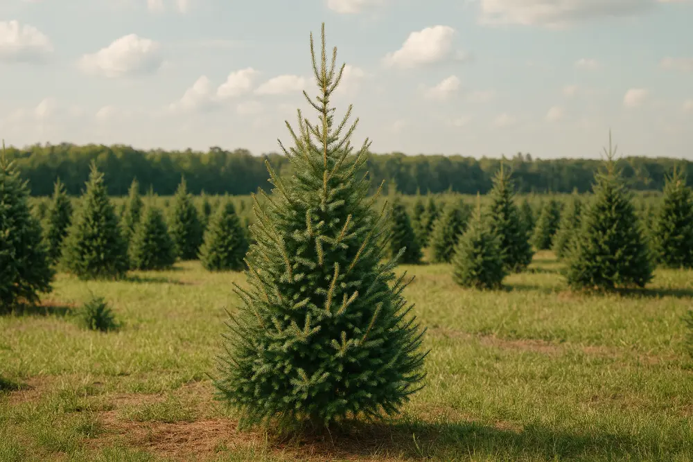 Serbian Spruce Christmas Tree in a farm